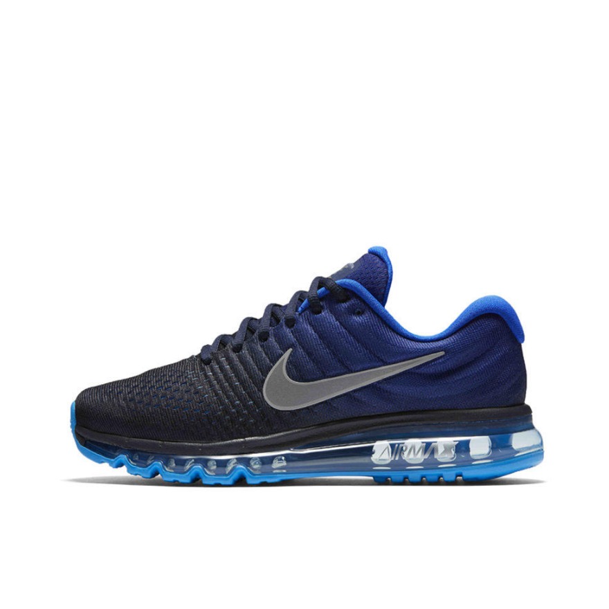 推荐商品：Nike Air Max 2017 跑鞋 减震回弹防滑耐磨舒适透气运动织物支撑简约休闲短跑 Obsidian/Deep Royal 黑蓝