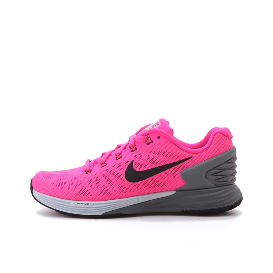 推荐商品：Nike LunarGlide 6 跑鞋 防滑耐磨减震网面透气马拉松织物运动舒适简约轻便 Pink Grey 粉黑色