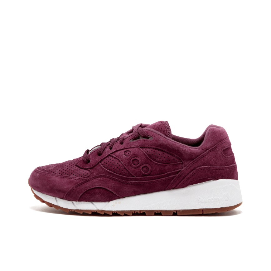 推荐商品：Saucony/索康尼 Shadow 6000 经典复古 防滑耐磨 舒适休闲 透气 防水 织物 运动 跑鞋 Burgundy 酒红