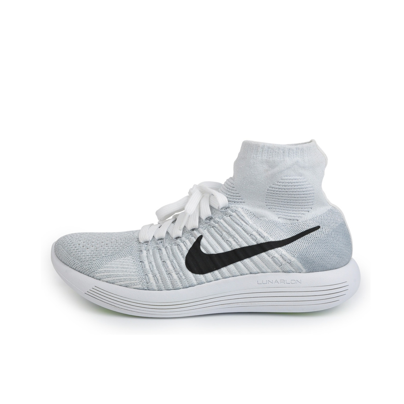推荐商品：Nike Lunarepic Flyknit 飞线 跑鞋 舒适透气耐磨防滑缓震轻便百搭简约高帮马拉松 White Black Grey 白色/黑色