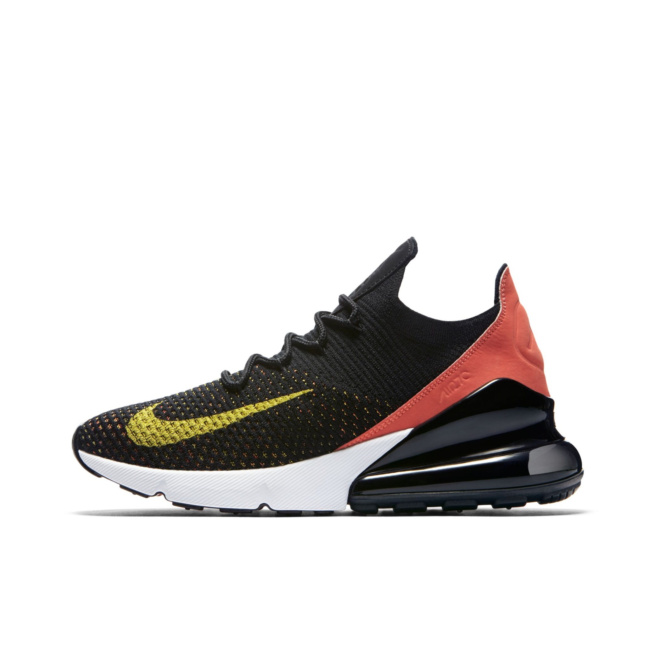 推荐商品：Nike Air Max 270 气垫缓震 轻便透气 耐磨 时尚复古 舒适百搭 防滑 支撑 防水 织物 跑鞋 Black Red 黑红黄
