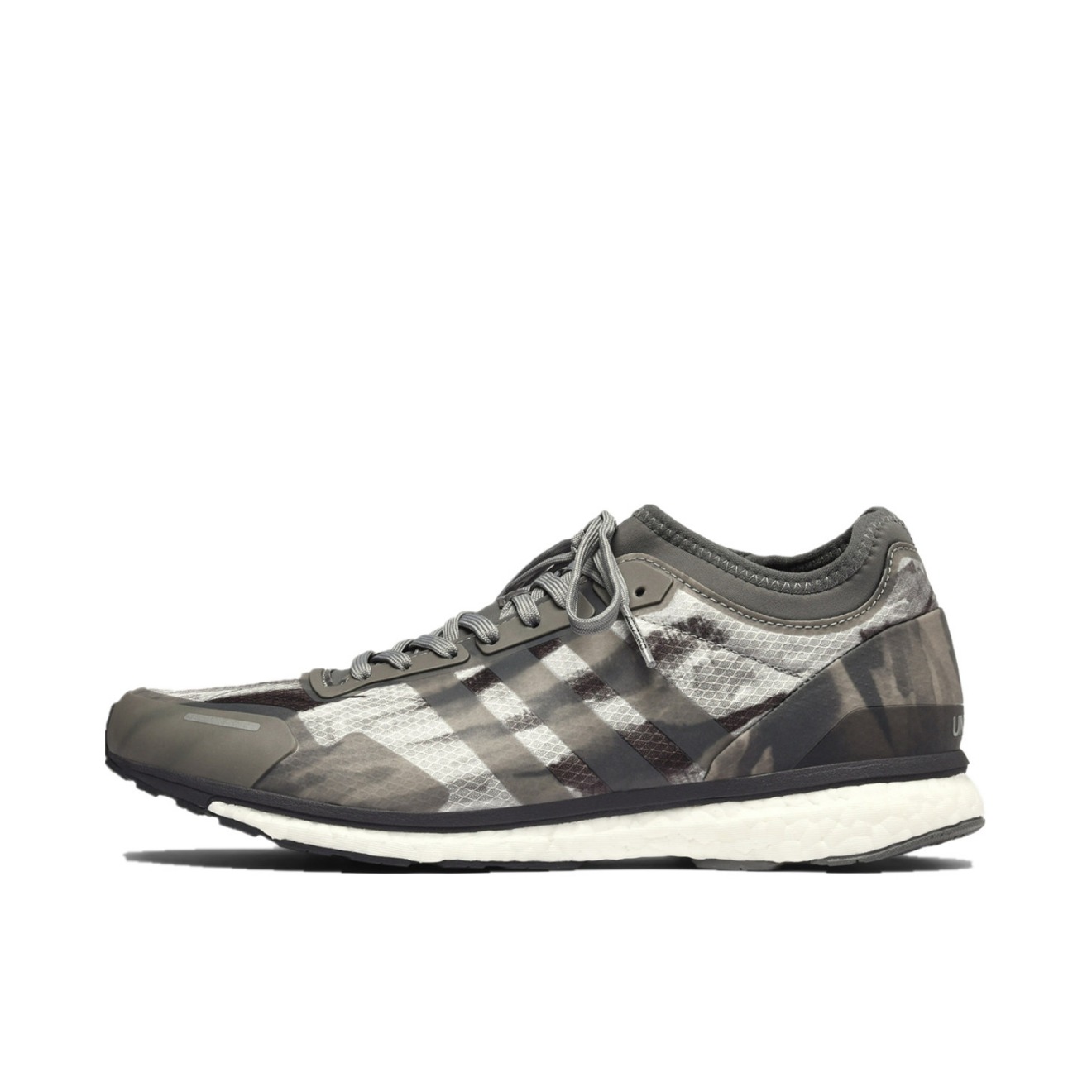 推荐商品：adidas AdiZero Adios Boost 3 跑鞋 织物耐磨防滑网布减震碳板马拉松潮流舒适轻便 White/Grey UNDEFEATED联名/白灰