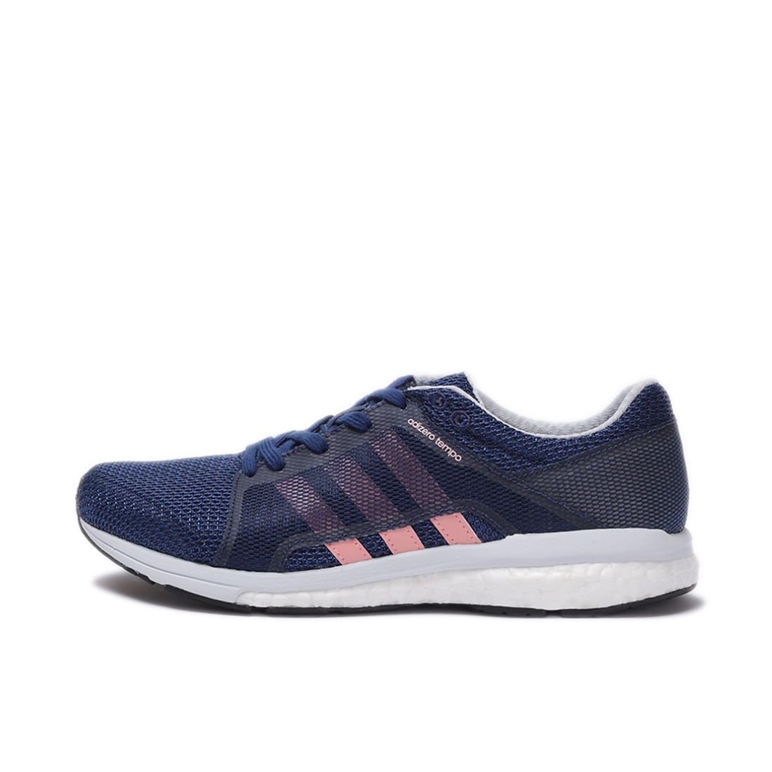 推荐商品：adidas Adizero tempo 8 轻便透气 舒适耐磨 运动 防滑 减震 跑鞋 Navy/Pink/White 蓝粉