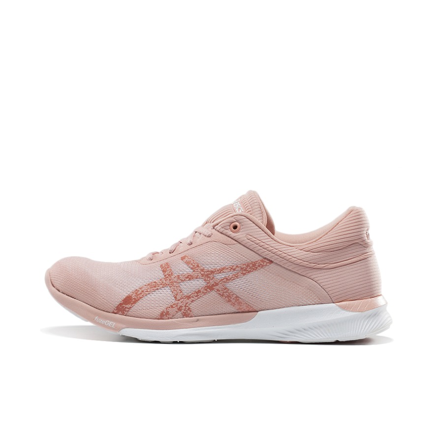 推荐商品：Asics/亚瑟士 FuzeX Rush 跑鞋 防滑耐磨透气舒适轻质减震 Rush White/Sand 淡粉