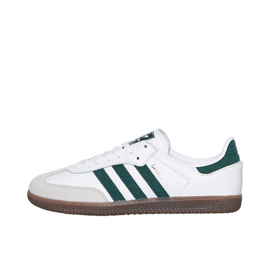 推荐商品：adidas Originals Samba OG T头鞋 板鞋 经典复古舒适百搭耐磨合成革圆头薄底贴合 White/Green/Gum 白色/绿色/生胶