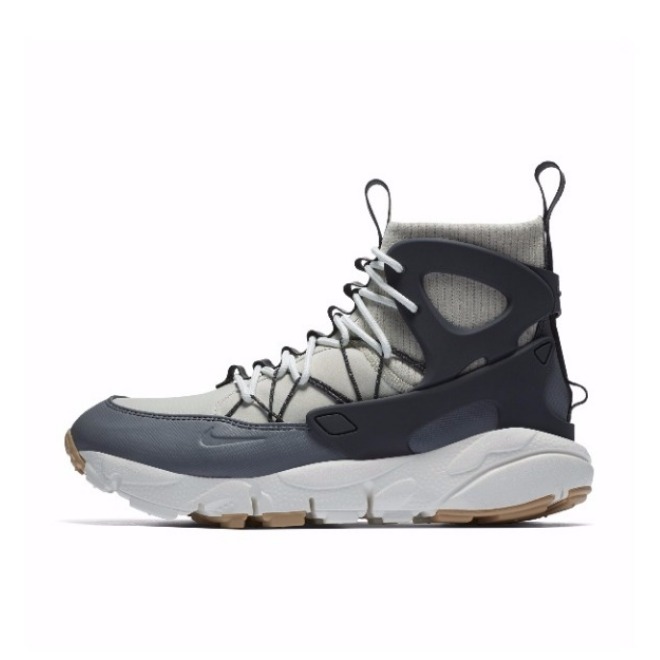 推荐商品：Nike Air Footscape Mid 舒适 生活 运动休闲鞋 Light Bone/Anthracite 白蓝色