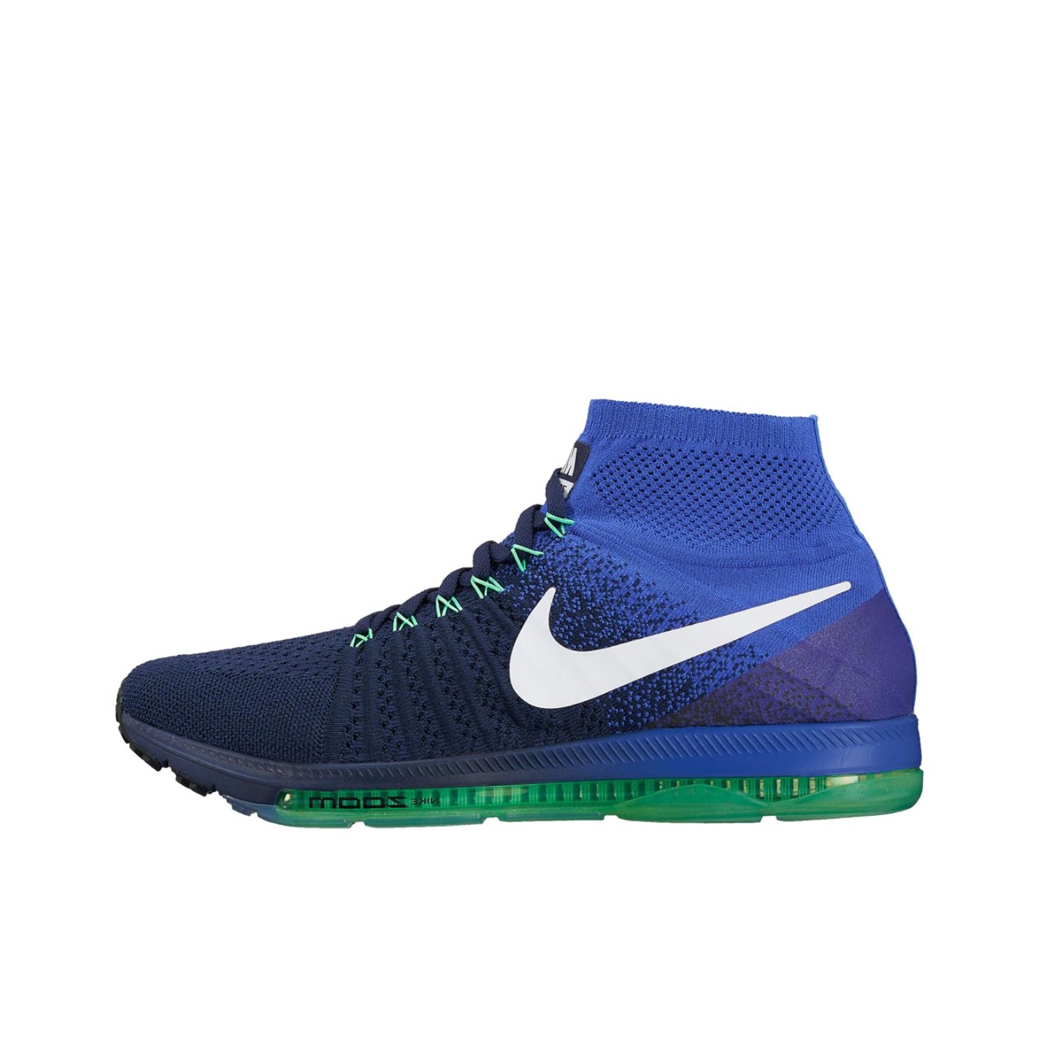 推荐商品：Nike Zoom All Out Flyknit 跑鞋 气垫回弹防滑耐磨减震透气编织舒适百搭运动 Navy/Black 藏蓝黑