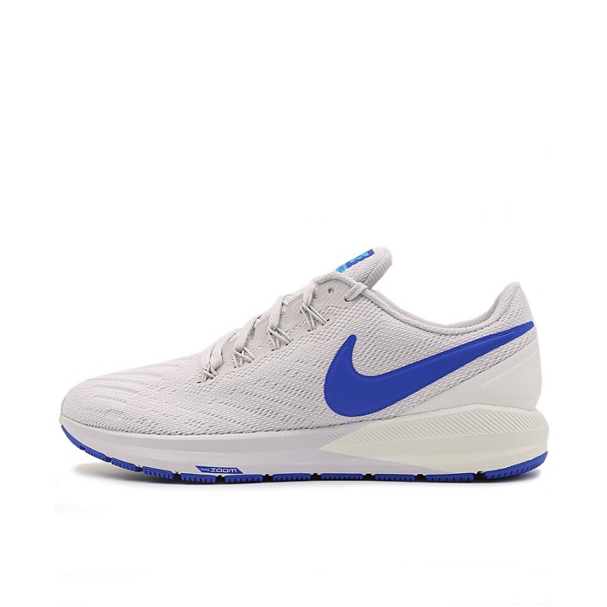 推荐商品：Nike Air Zoom Structure 22 跑鞋 运动休闲复古时尚舒适气垫缓震防滑轻便耐磨合成革 Grey/Blue 灰白蓝