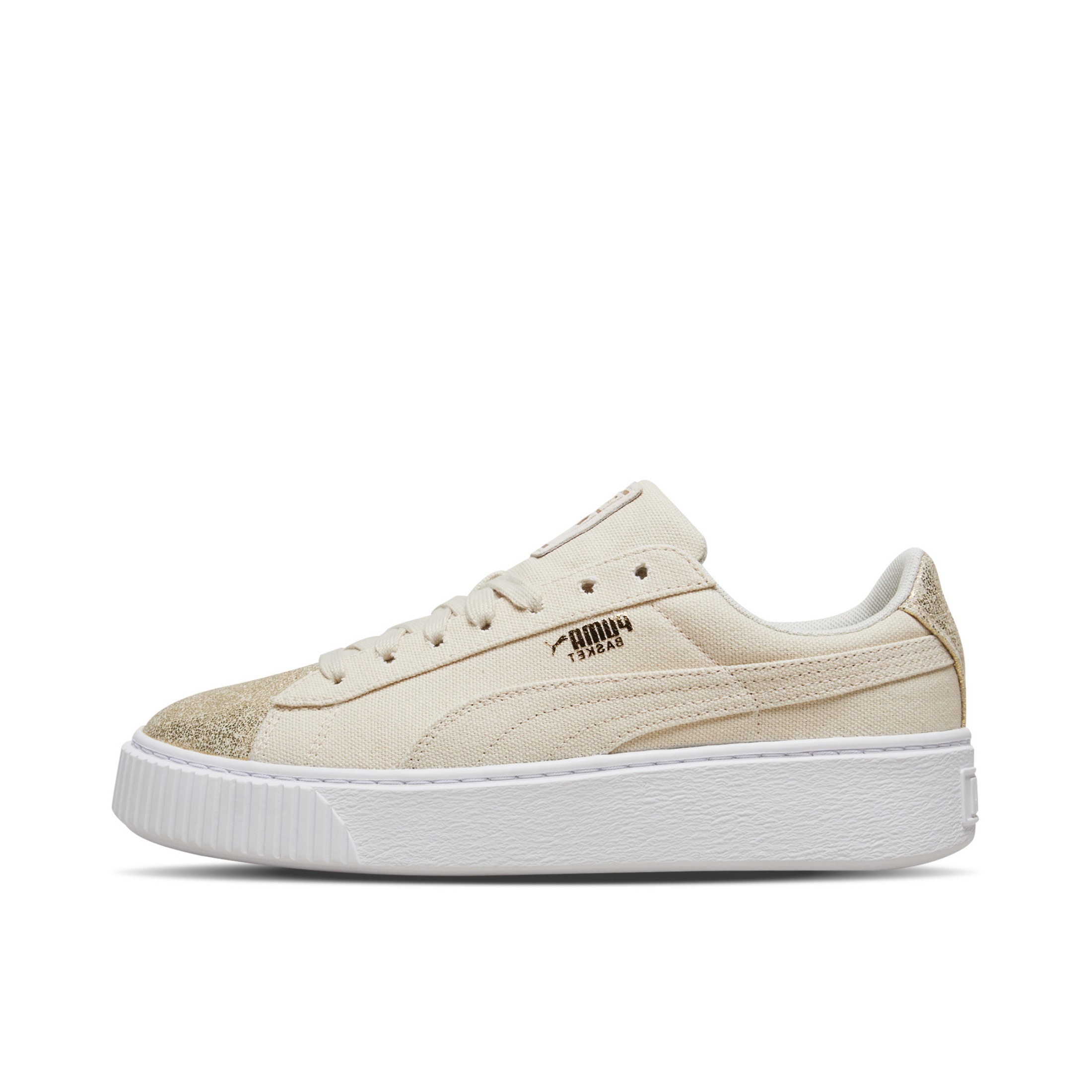 推荐商品：Puma/彪马 Basket Platform 板鞋 休闲复古轻便厚底增高防滑抓地 Pearl/Rose Gold/Sparkle  桦木金