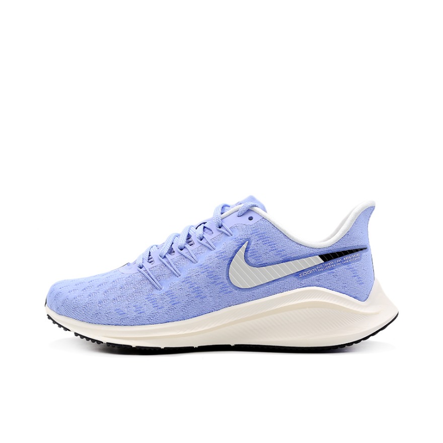 推荐商品：Nike Air Zoom Vomero 14 跑鞋 休闲耐磨减震回弹网面透气织物圆头 Aluminum/Sail/Black 女款/青蓝