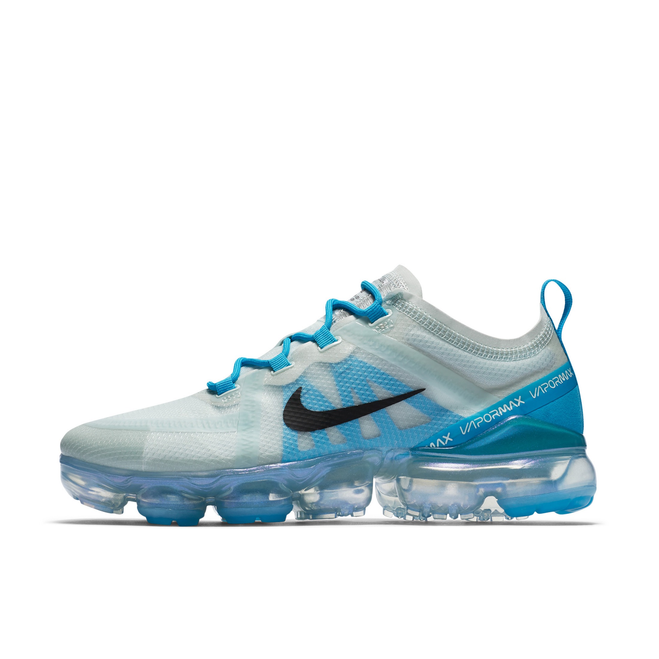 推荐商品：Nike Air VaporMax 2019 跑鞋 全掌气垫减震回弹防滑耐磨织物网布支撑运动 Grey/Blue 浅灰蓝