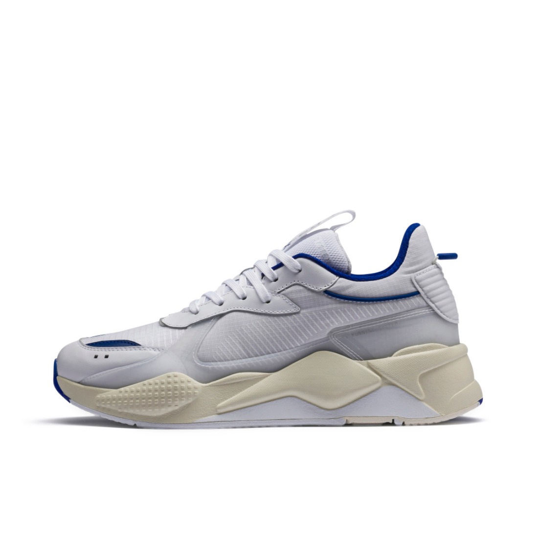 推荐商品：Puma/彪马 RS-X Mix 复古缓震 防滑耐磨 舒适透气 抗磨损 织物 人造革 增高鞋 老爹鞋 Gray/Blue/ 灰蓝白