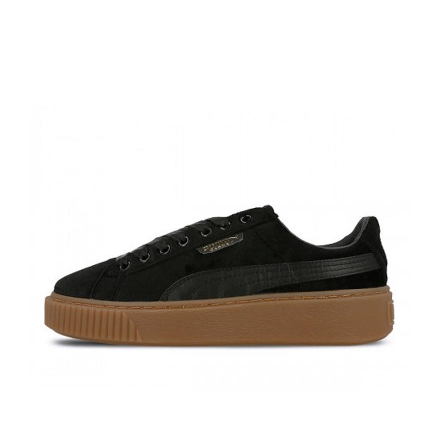 推荐商品：Puma/彪马 Basket Platform 板鞋 休闲复古轻便厚底增高防滑抓地 Black/Brown
 丝绒黑/生胶