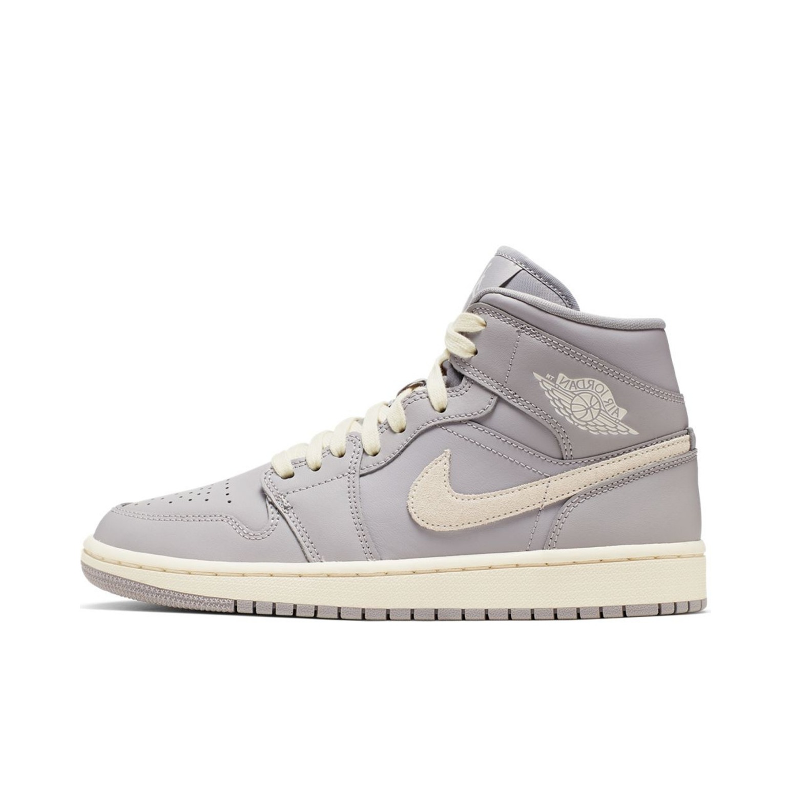 推荐商品：Air Jordan 1 板鞋 运动休闲鞋 复古潮流支撑合成革 Grey Light Bone 中帮/灰/奶白