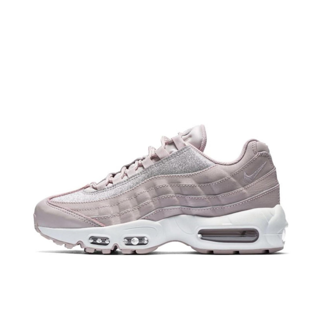 Nike Air Max 95 跑鞋 潮流时尚复古百搭防滑耐磨舒适透气防水气垫织物支撑低帮缓震贴合耐用圆头 粉灰白