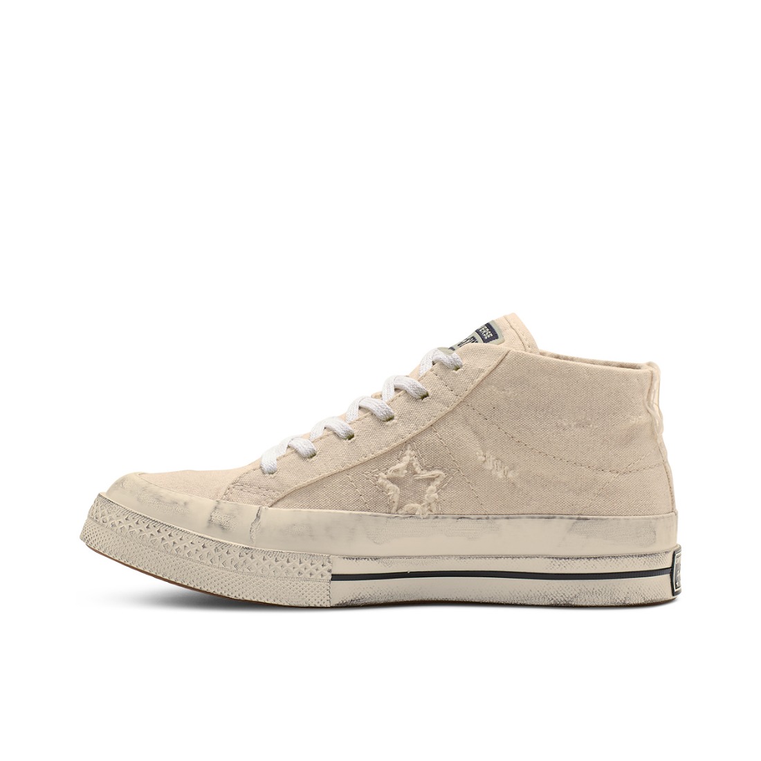 推荐商品：Converse/匡威 One Star 翻毛皮 防滑 复古 星星鞋 板鞋 AntiqueWhite 米白做旧Mid