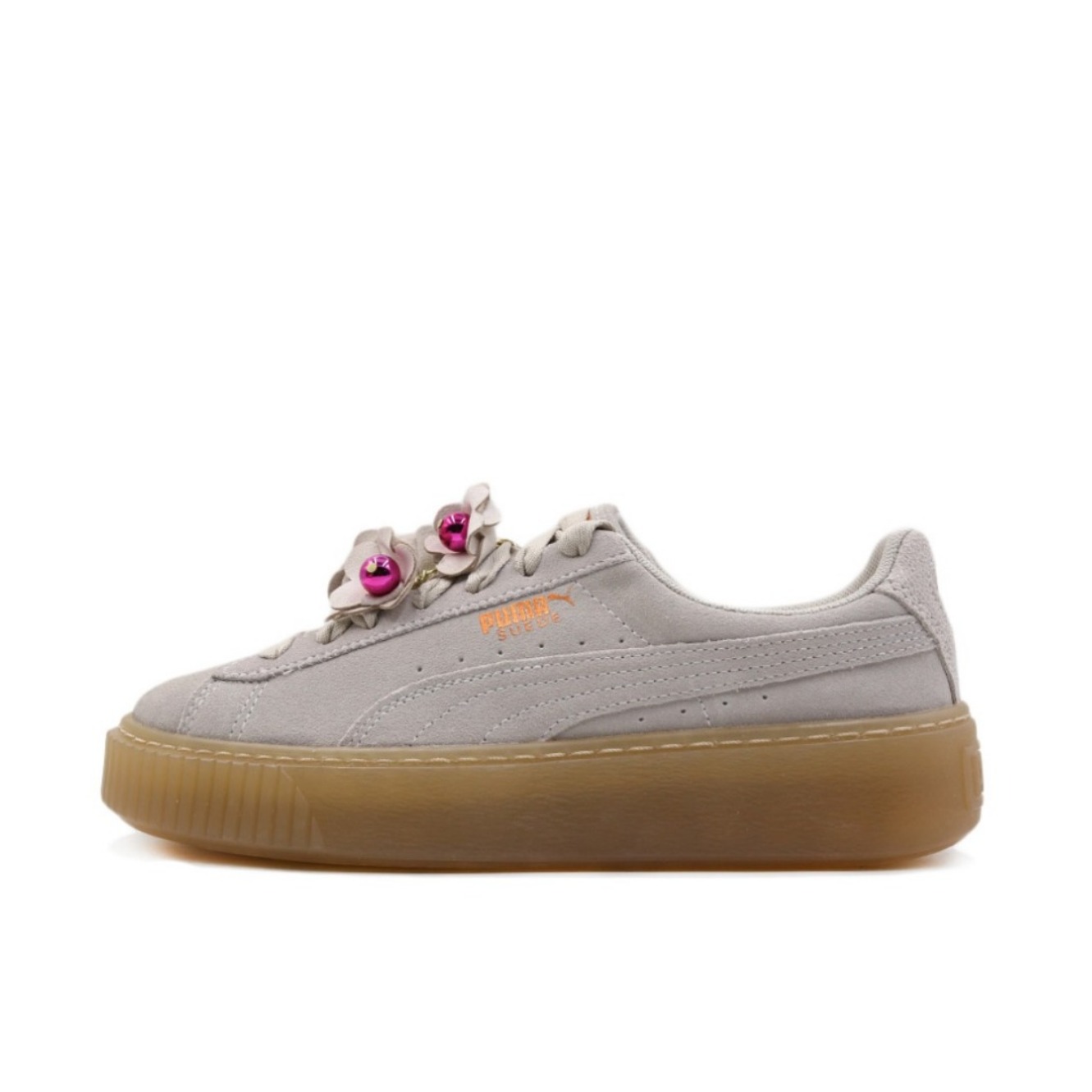 推荐商品：Puma/彪马 Platform Flower Tassel 蕾哈娜 舒适透气 防滑耐磨 百搭复古 板鞋 Beige
 灰生胶