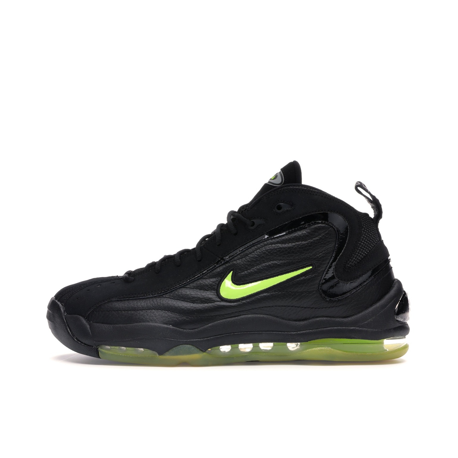 推荐商品：Nike Air Total Max Uptempo 防滑耐磨 舒适减震 支撑透气 复古百搭 织物 合成革 潮流简约 篮球鞋 Black/Volt 黑色/绿色