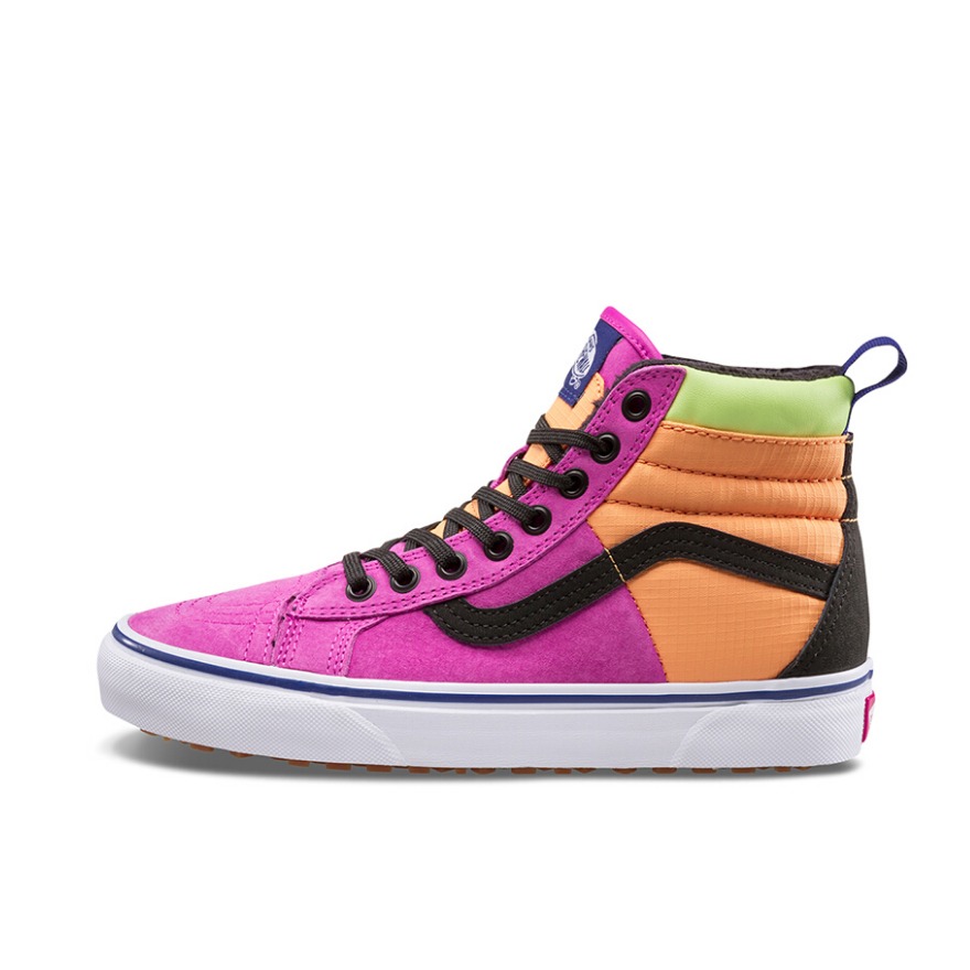 推荐商品：Vans/范斯 SK8-Hi 板鞋 潮流经典拼接复古街头厚底 Pink Yarrow/Tangerine/Black MTE/紫橙绿