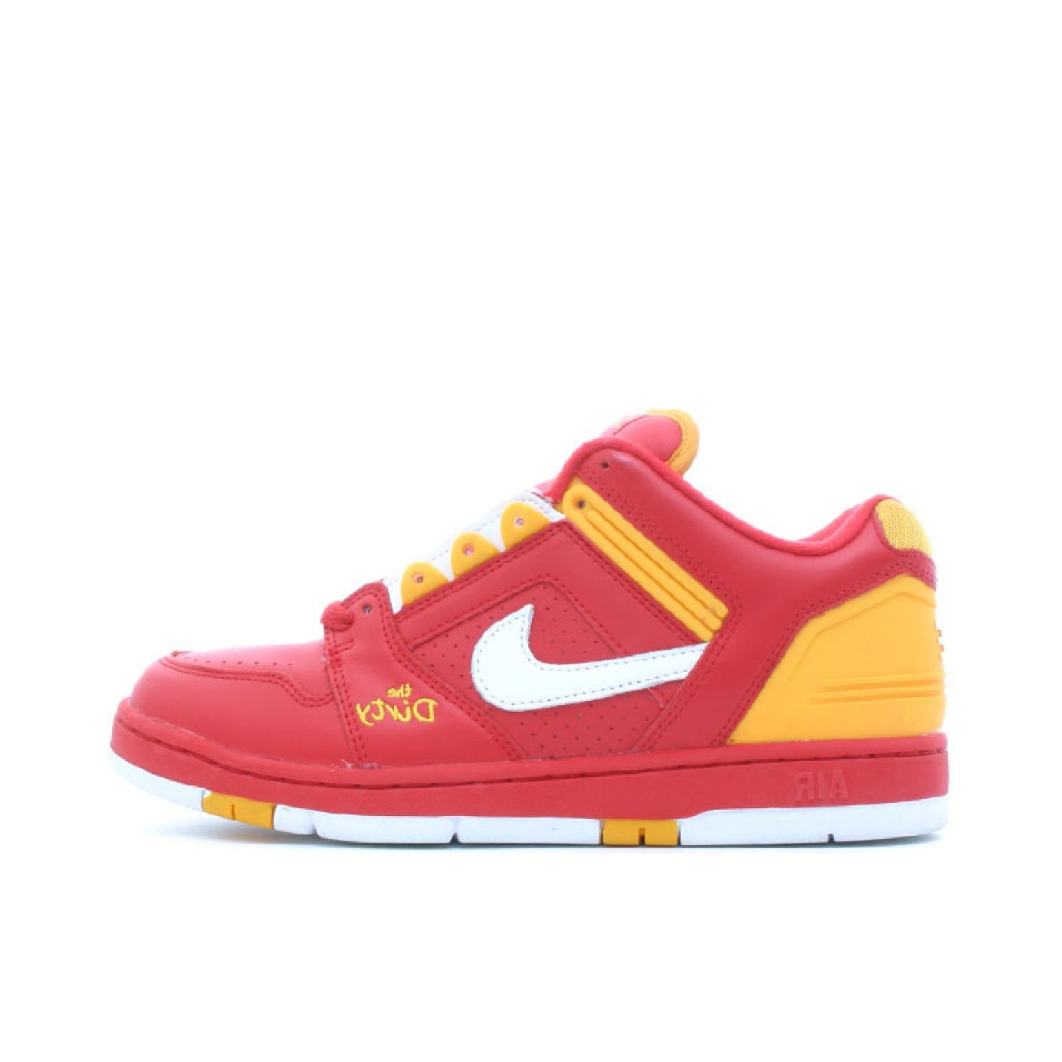推荐商品：Nike SB Air Force 2 空军二号 休闲防滑 复古时尚 轻便 包裹性 板鞋 The Dirty 西瓜红/黄