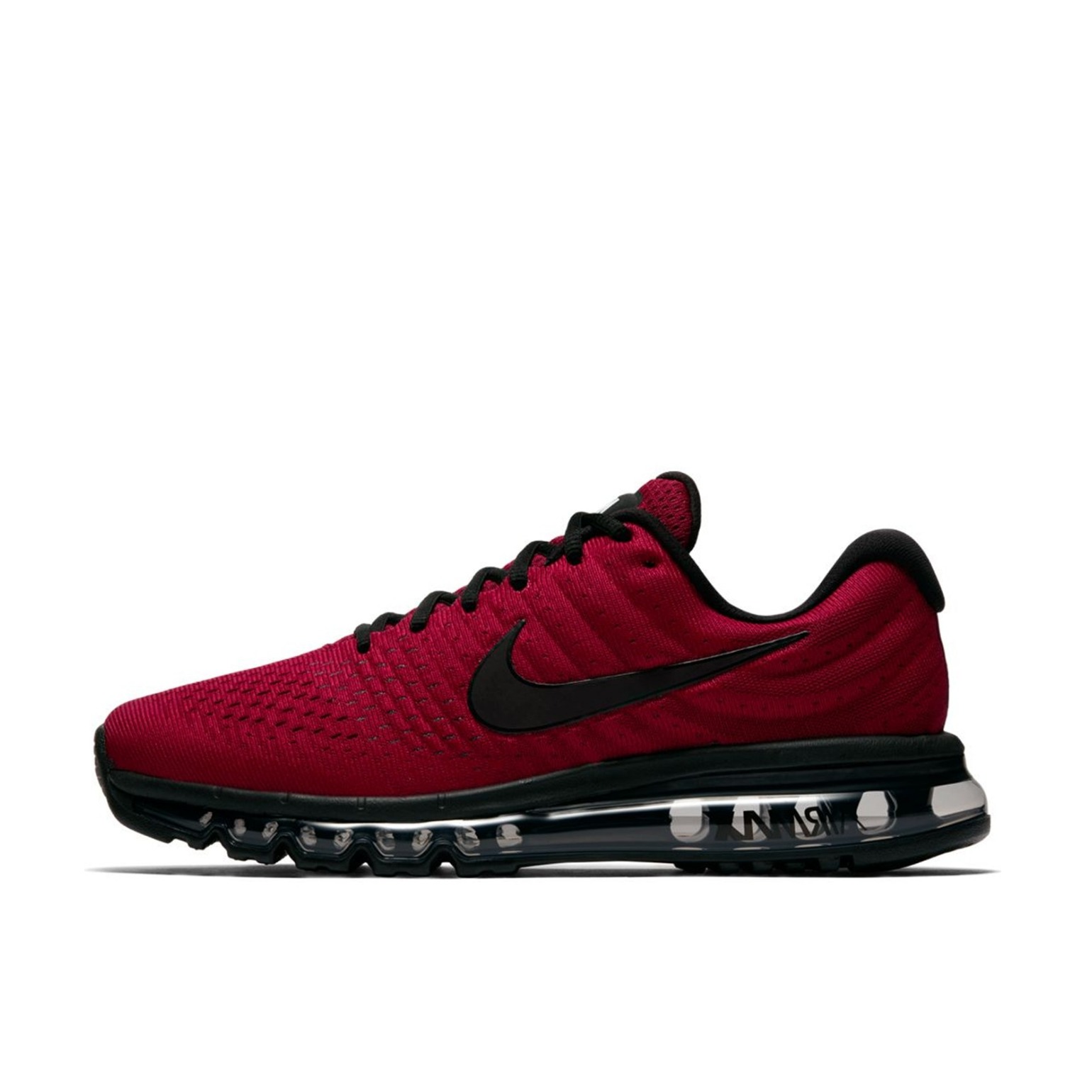推荐商品：Nike Air Max 2017 跑鞋 减震回弹防滑耐磨舒适透气运动织物支撑简约休闲短跑 Team Red/Black/Dark Grey  黑红