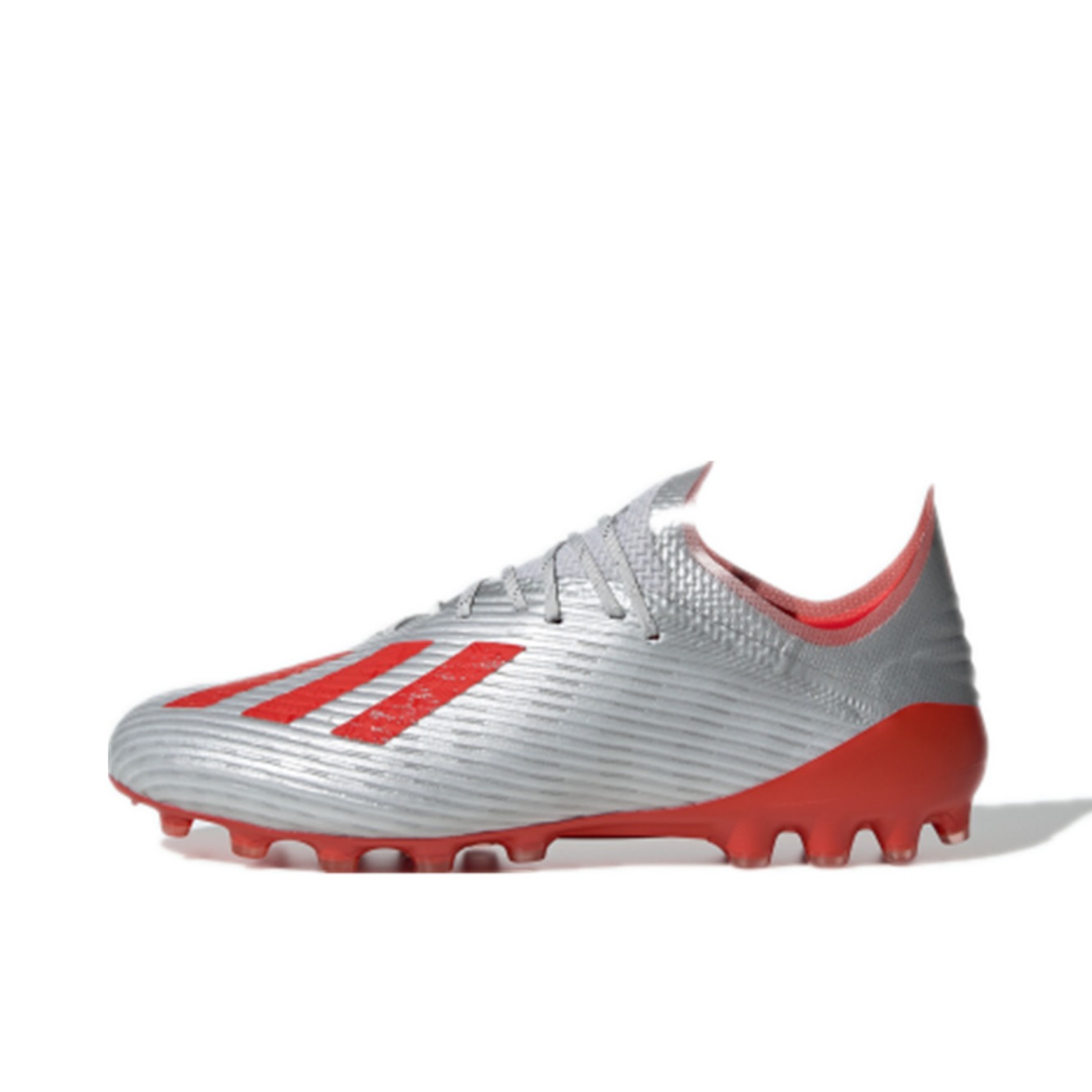推荐商品：adidas X 19.1 AG 高端 胶质短钉 人造草地 防滑耐磨圆头训练 足球鞋 Silver/Orange 灰橙