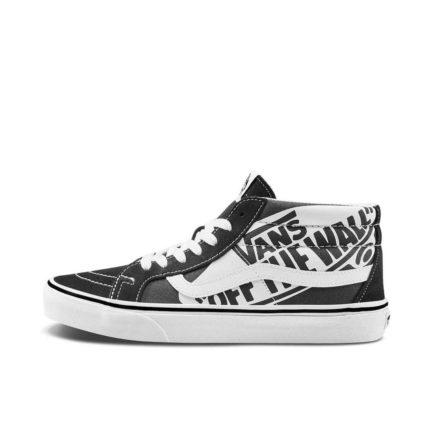 推荐商品：Vans/范斯 SK8-Mid 板鞋 潮流拼接复古百搭防滑耐磨 Black/White 黑白字母
