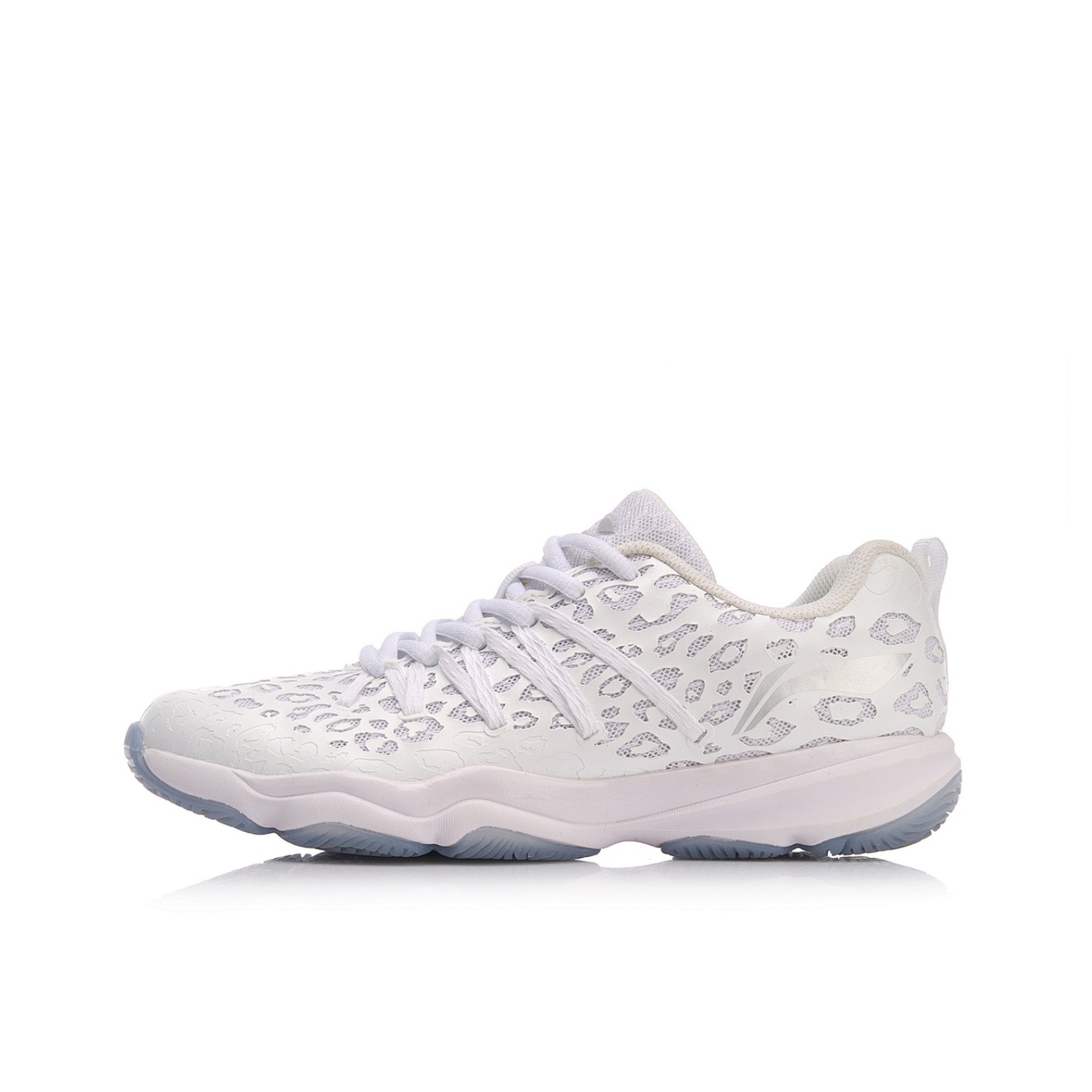 推荐商品：李宁 羽毛球鞋 系带防滑 AYTN058 标准白/冰蓝色