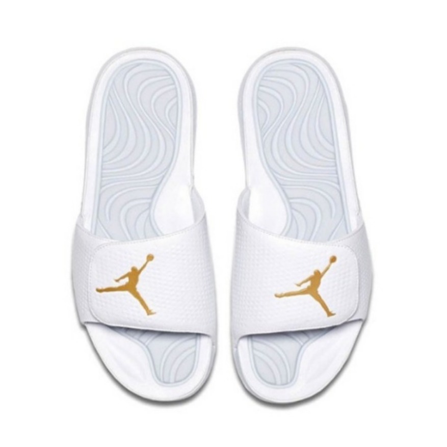 推荐商品：Air Jordan Hydro 5 舒适 轻便防滑 简约百搭 休闲运动 沙滩 魔术贴 拖鞋 White Gold 白/金属银/冷灰
