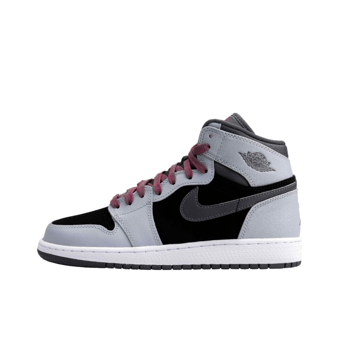推荐商品：Air Jordan 1 板鞋 运动休闲鞋 复古潮流支撑合成革 Grey Fuchsia Black 高帮/伯爵灰狼