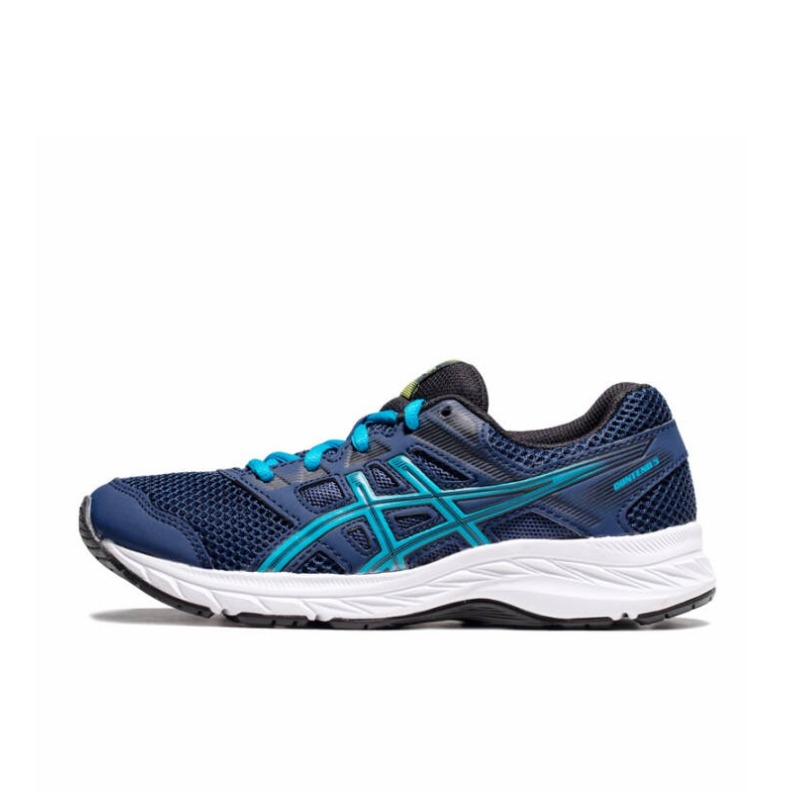 推荐商品：Asics/亚瑟士 Gel-Contend 5 跑鞋 防滑耐磨舒适轻便减震透气低帮合成革织物百搭时尚休闲运动 Navy/White/Lime 蓝色