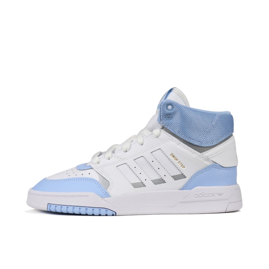 推荐商品：adidas Originals Drop Step 板鞋 复古耐磨透气舒适百搭 White/LightSkyBlue 白蓝