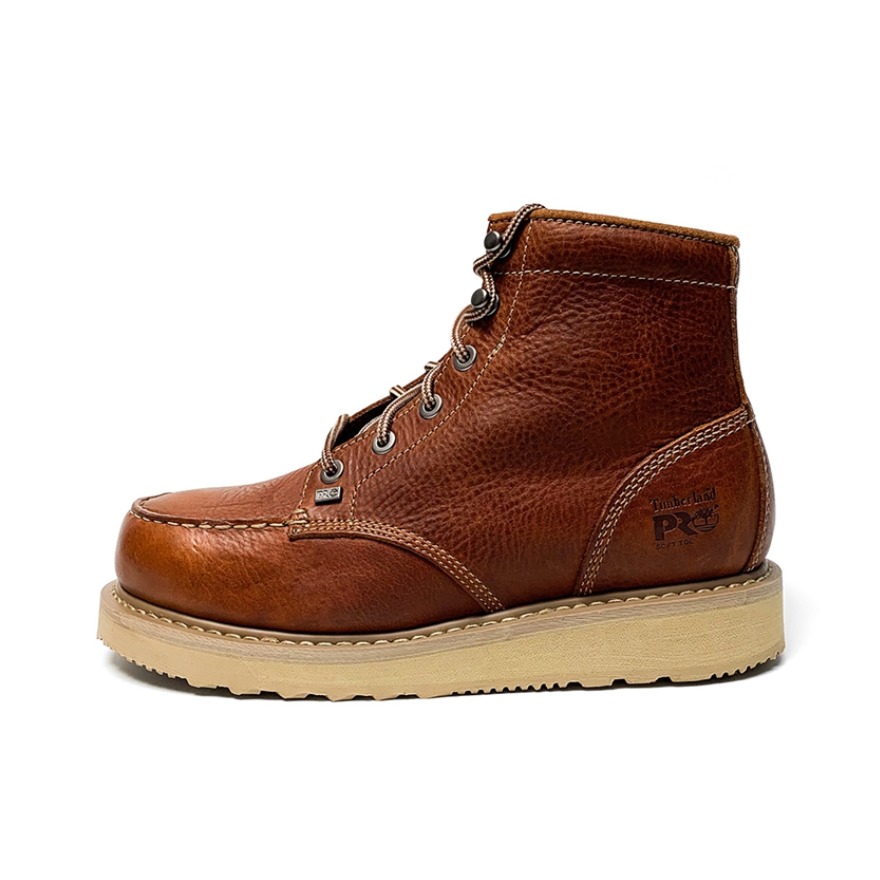 推荐商品：Timberland/添柏岚 Pro Barstow Wedge 6"Moc Toe Work Boot 皮质 时尚 户外休闲 潮流百搭 时装靴 棕