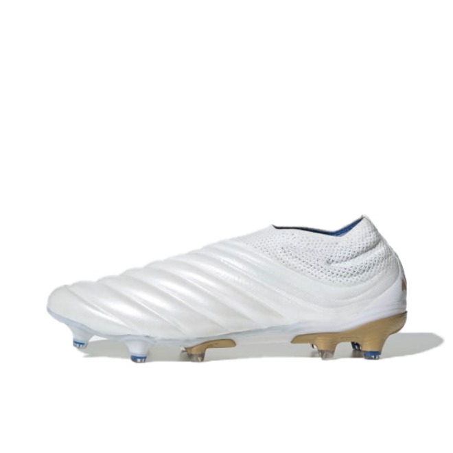 推荐商品：adidas Copa 19+ FG 超顶 胶质长钉 硬天然草地 训练耐磨 足球鞋 White/Gold 白金