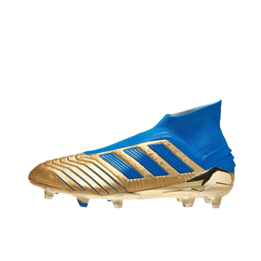 推荐商品：adidas Predator Tango 19+ FG 超顶 长钉 硬天然草场 足球鞋 Gold Metallic/Football Blue/Cloud White 蓝金