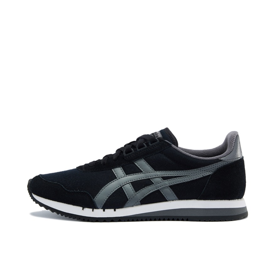 推荐商品：Onitsuka Tiger 鬼冢虎 Dualio 运动休闲鞋 防滑耐磨厚底轻便舒适复古潮流织物合成革 黑色/灰白