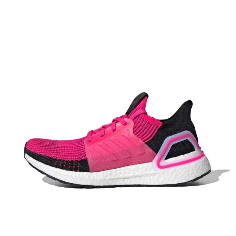 推荐商品：adidas UltraBoost 19 跑鞋 防滑耐磨轻便休闲透气减震织物支撑运动抗扭转 GS/粉色/黑色