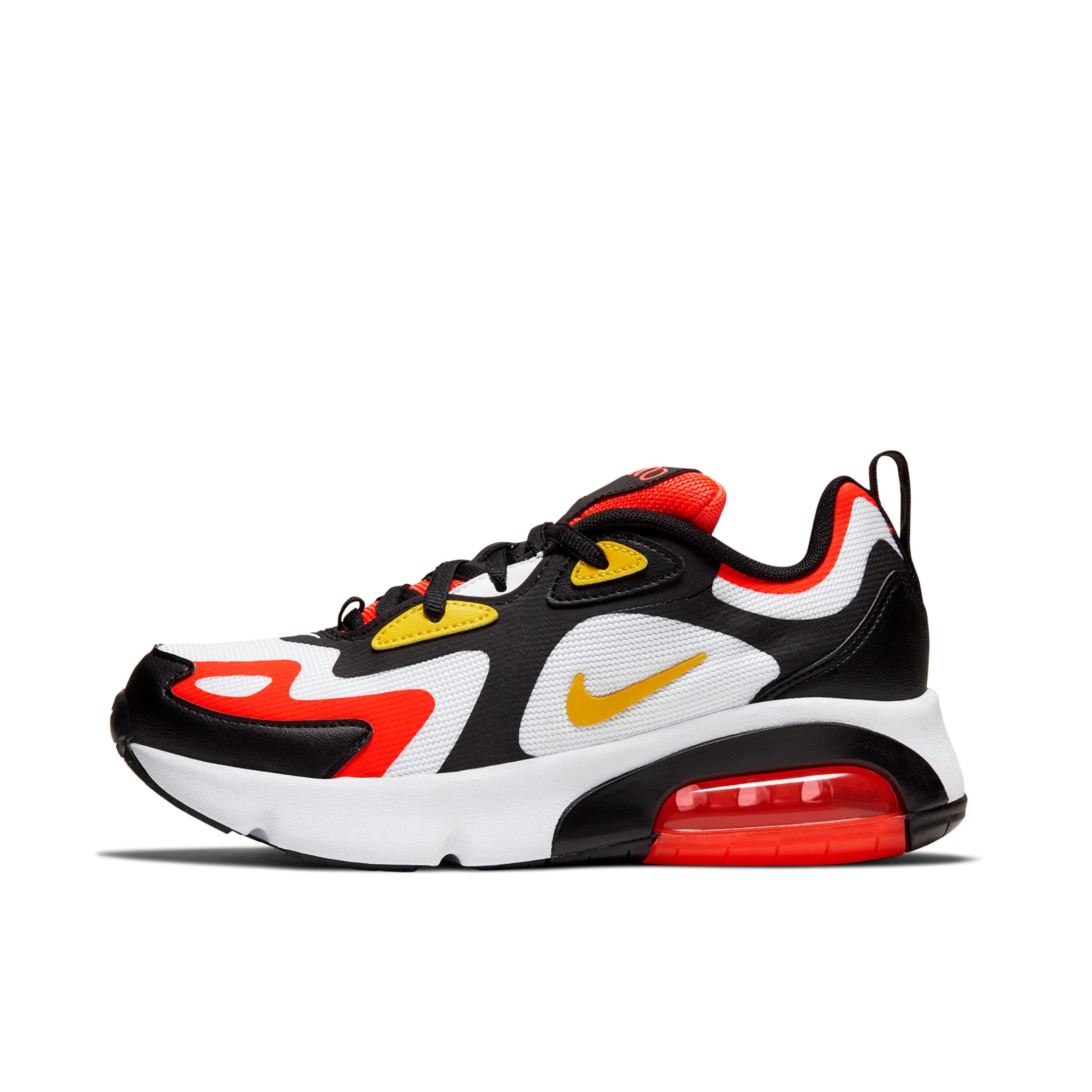 推荐商品：Nike Air Max 200 跑鞋 休闲复古缓震回弹耐磨舒适轻便防水运动圆头 Black 白黑黄红