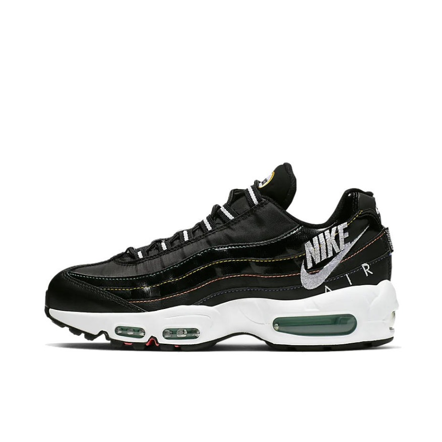 推荐商品：Nike Air Max 95 跑鞋 潮流时尚复古百搭防滑耐磨舒适透气防水气垫织物支撑低帮缓震贴合耐用圆头 Windbreaker 女款/黑色/绿色 
