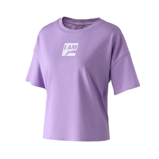 Li Ning 运动休闲印花圆领短袖T恤 男女同款 AHSP216