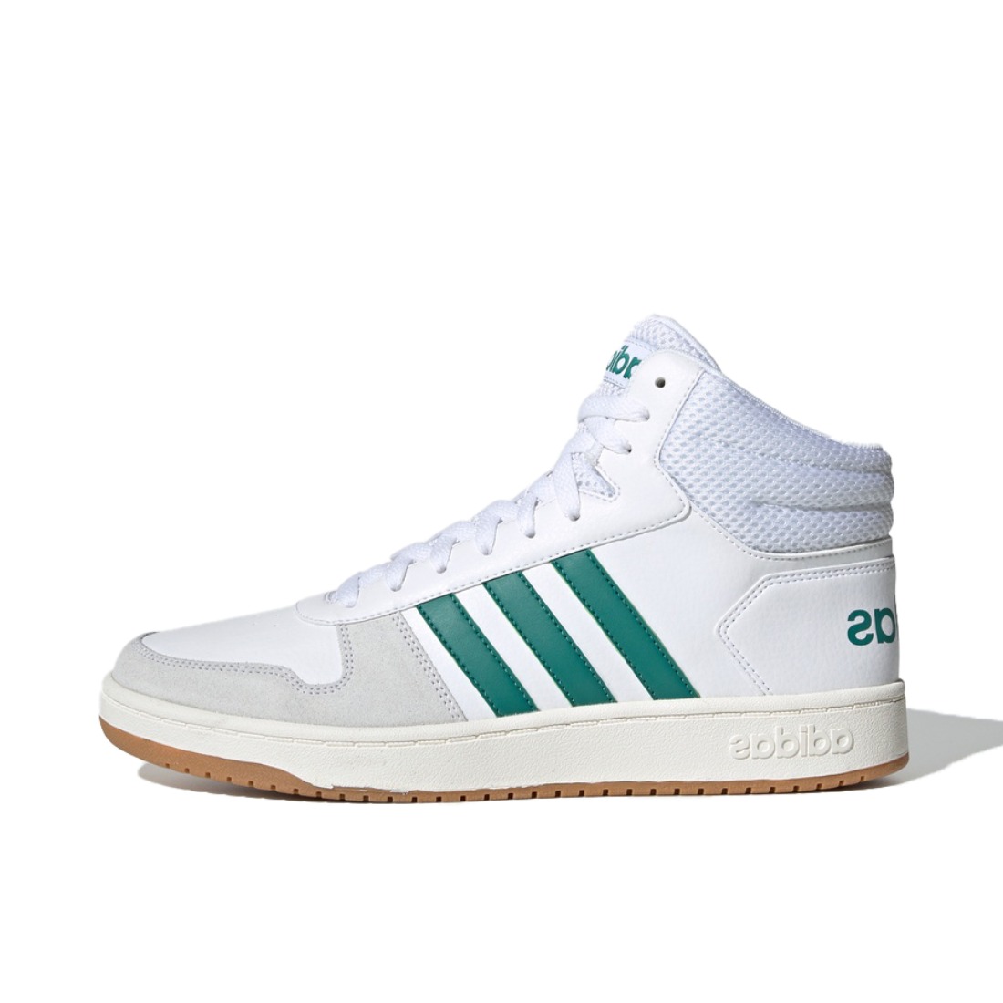 推荐商品：adidas Hoops 2.0 板鞋 简约百搭复古透气轻便舒适防滑耐磨圆头轻运动 White/Green/Gum 白绿/生胶