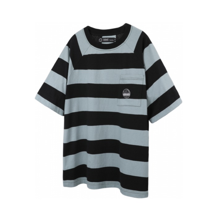 PSO Brand 撞色条纹拼接宽松纯棉T恤 男女同款 PS2016