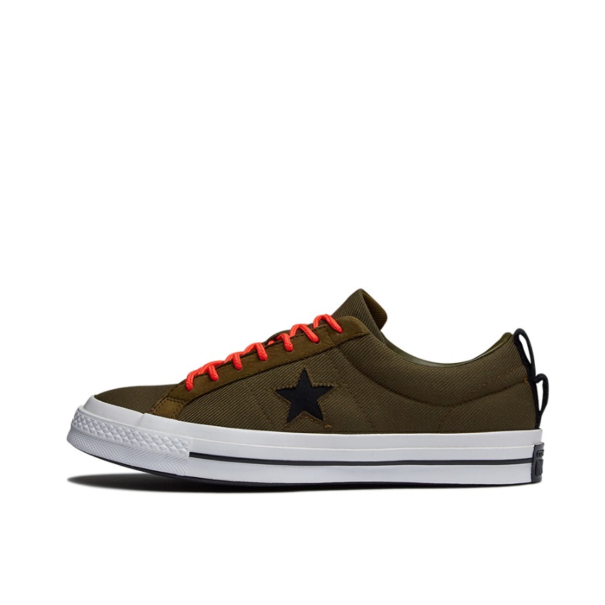 推荐商品：Converse/匡威 One Star 翻毛皮 防滑 复古 星星鞋 板鞋 军绿/橙色