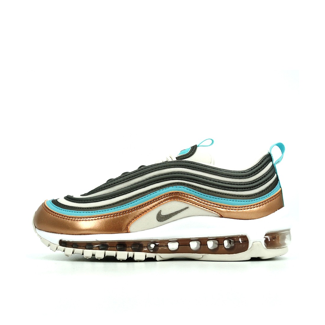 推荐商品：Nike Air Max 97 跑鞋 气垫减震全掌舒适透气防滑耐磨百搭复古织物合成革运动时尚圆头包裹性支撑 SpotCopper 金属铜