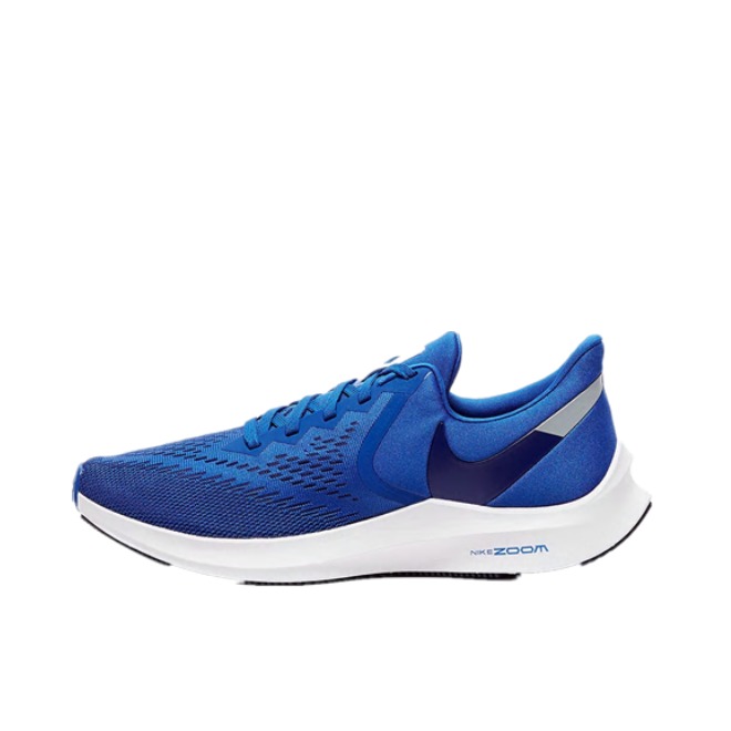 推荐商品：Nike Zoom Winflo 6 跑鞋 防滑耐磨缓震回弹网面透气织物拼接包裹性 Game Royal/Deep Royal Blue 蓝色