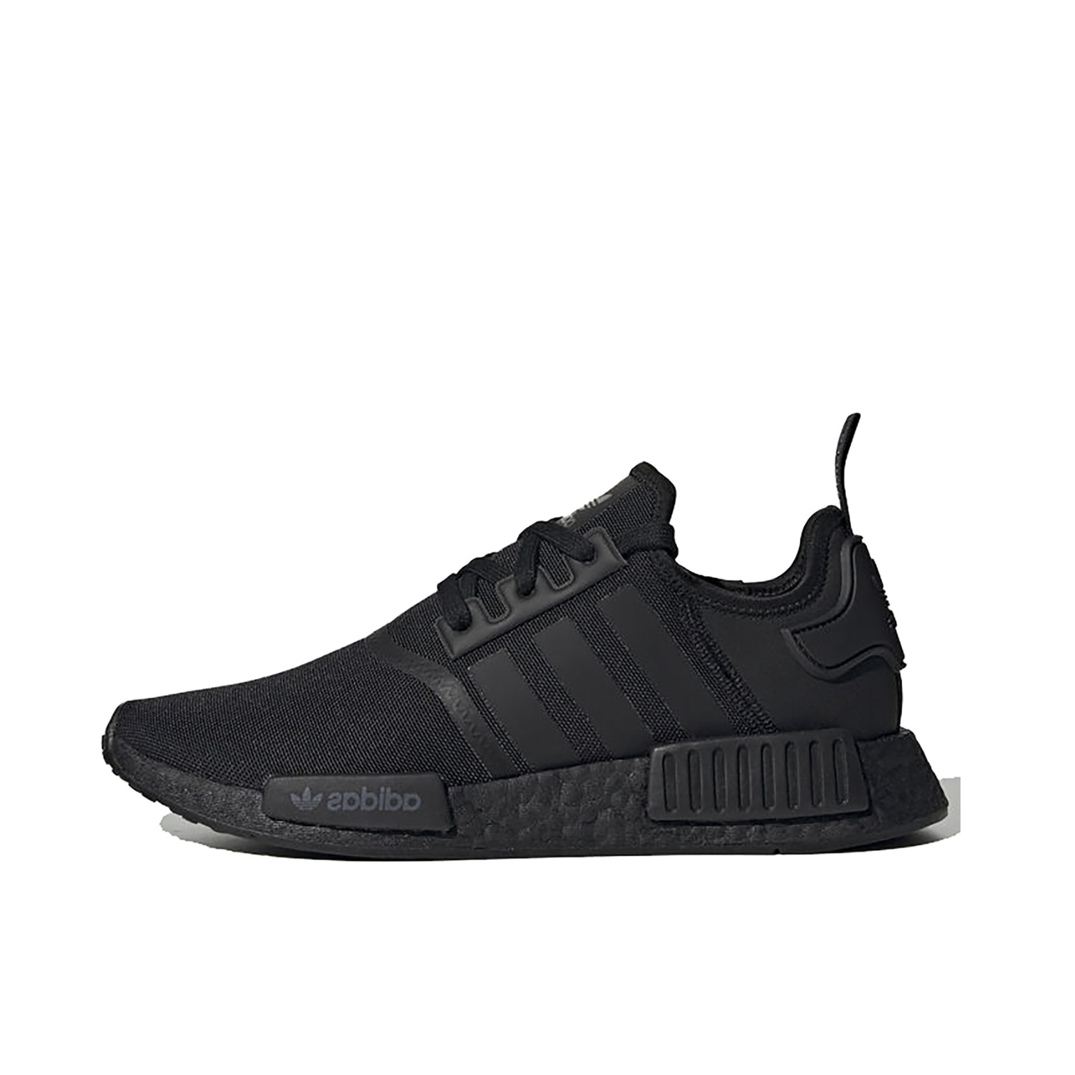 推荐商品：adidas Originals NMD R1 BOOST 织物 轻便透气 缓震 低帮 运动休闲鞋 Triple Black 新黑武士