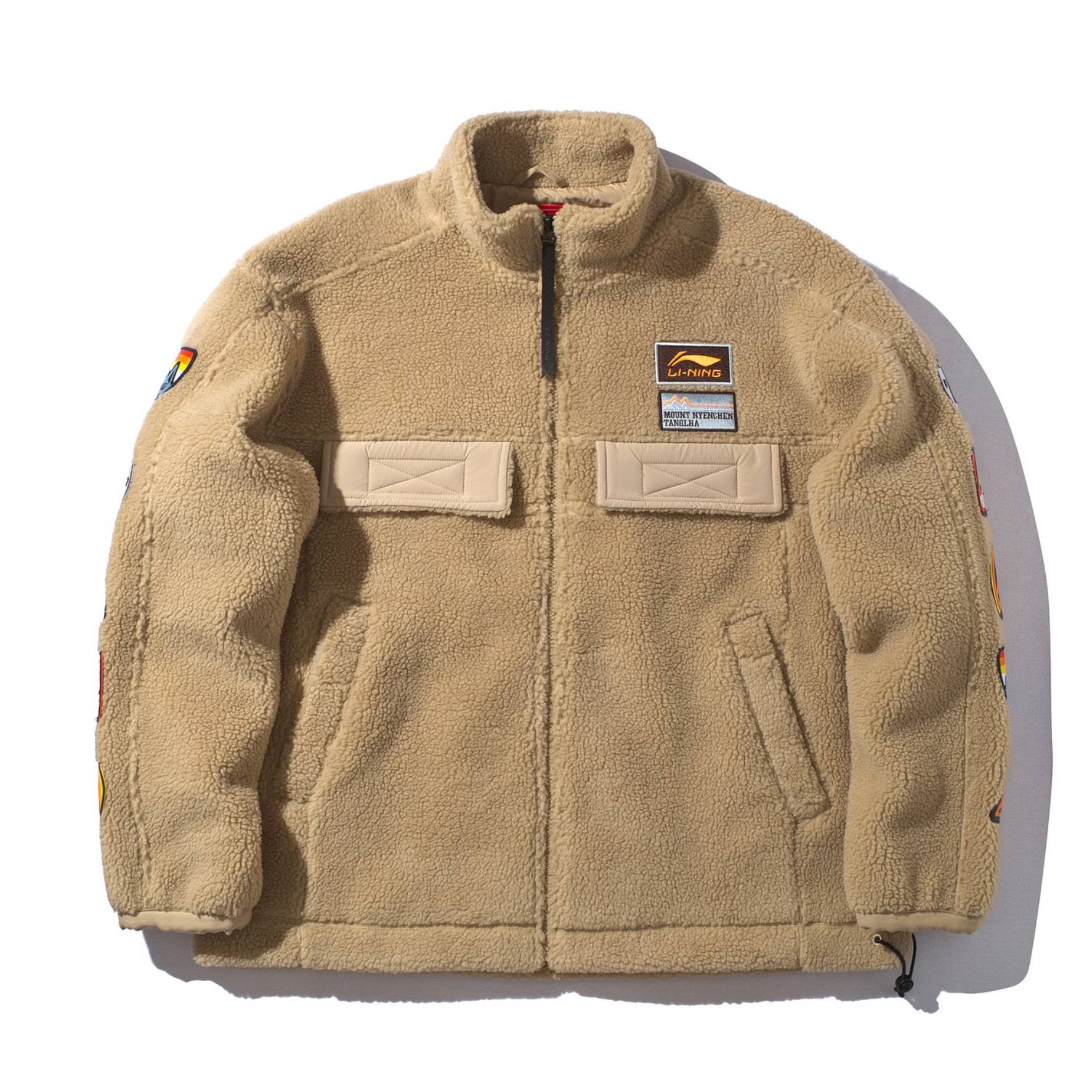 中国李宁 长袖立领短款开衫羊羔绒外套 AFDP647