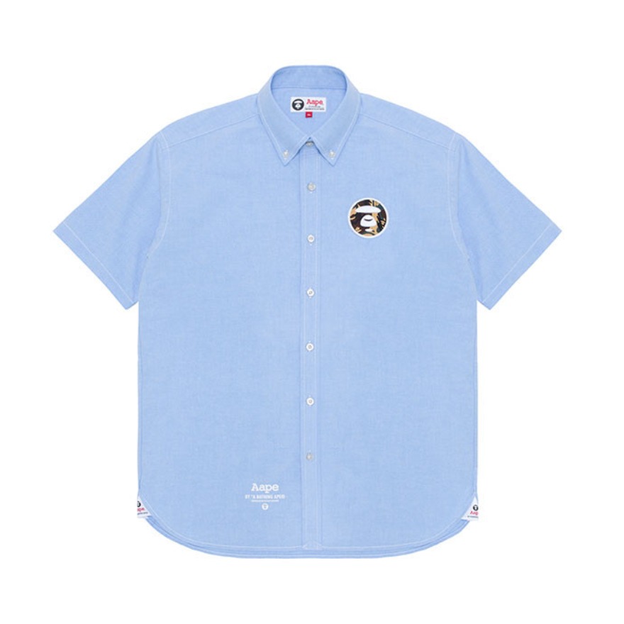 Aape 猿颜徽章迷彩刺绣短袖衬衫 男女同款 8309