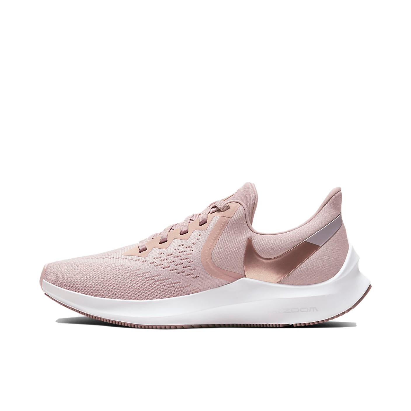 推荐商品：Nike Zoom Winflo 6 跑鞋 防滑耐磨缓震回弹网面透气织物拼接包裹性 Pink/Rose Gold 粉色/玫瑰金