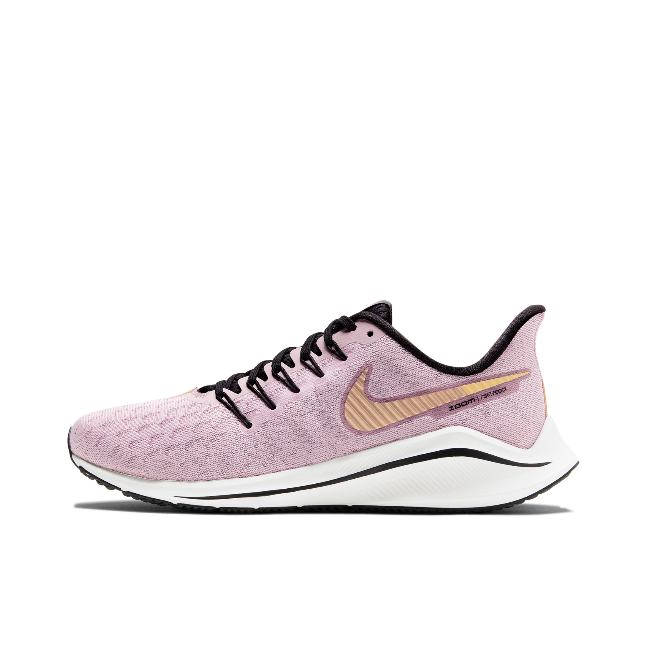 推荐商品：Nike Air Zoom Vomero 14 跑鞋 休闲耐磨减震回弹网面透气织物圆头 Pink/Gold/Black 女款/粉金黑